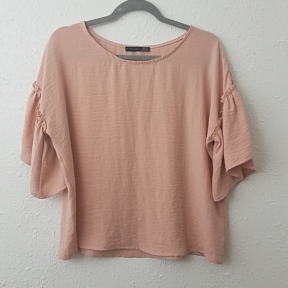 BLACK tape Medium blouse raglan ruffle sleeves - Picture 1 of 5